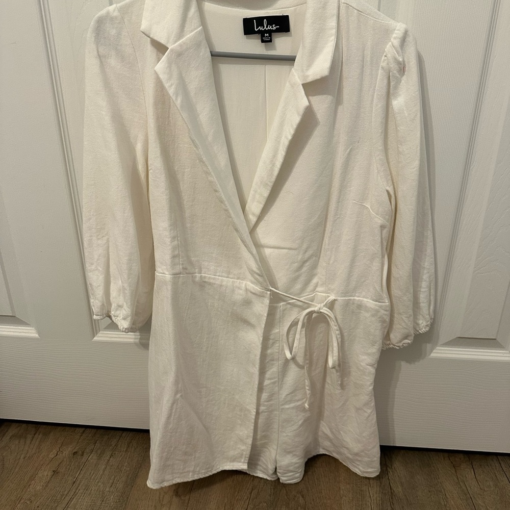 White Wrap Blazer romper by Lulus